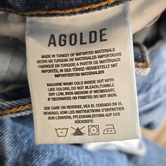Agolde Blue Criss Cross Straight Leg Jeans Size 26 - Picture 11 of 11